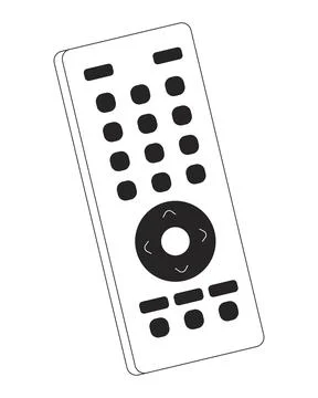 Television remote controller black and white 2D line cartoon object イラスト素材