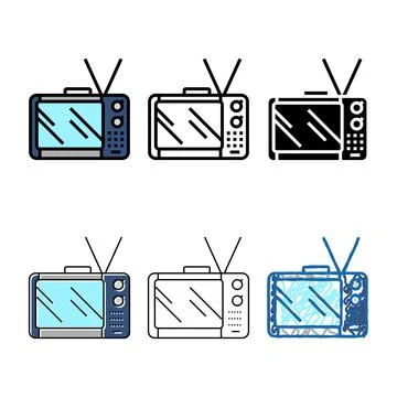 Television retro device color forms icon vector Stock Illustration