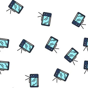 Television retro device vector seamless pattern Illustrazione stock