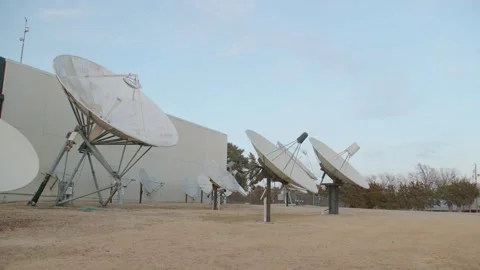 Television Satellites during Sunset Stock Footage 170193308
