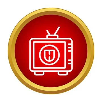 Television screen displaying a shield letter h icon Stock Illustration