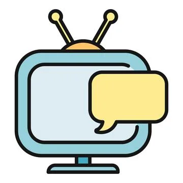 Television showing speech bubble communicating message Stock Illustration