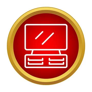 Television stand with screen icon in red circle Stock Illustration