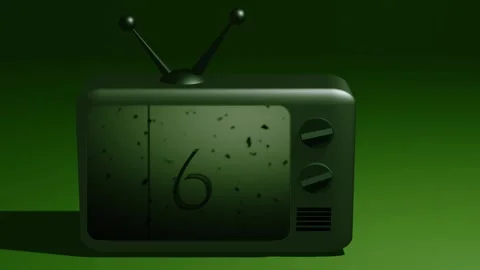 Television with static interference countdown Stock Footage 307909304