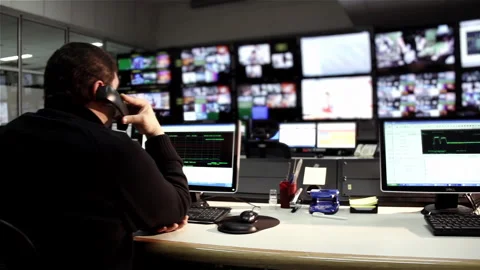 Television Station Control Room During Live Production - 4K Stock Footage 160139862