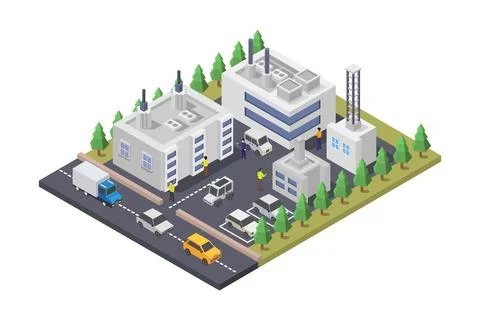 Television station isometric illustrator on background Stock Illustration