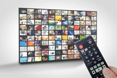 Television streaming, TV multimedia panel Foto stock