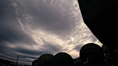 Television Technology Tower TV Silhouette Motion Clouds Stock Footage 340076435