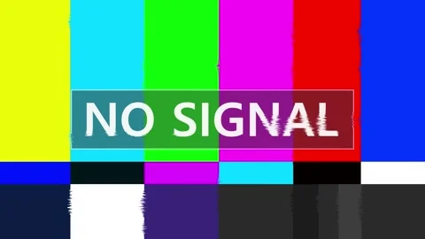 Television test pattern vivid bars, blank signal text, lower gray blocks, distor Stock Footage 340577635