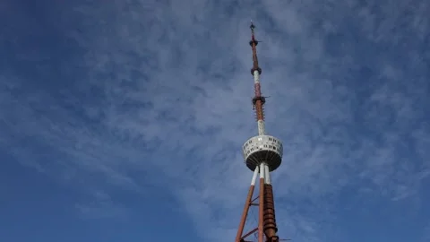 Television tower against blue sky Stock Footage 331704262