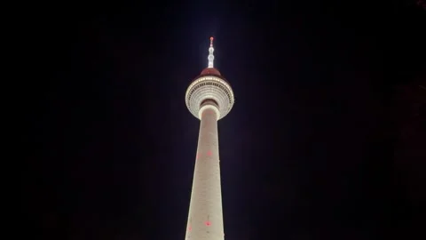 Television Tower of Berlin at night Stock Footage 312823855