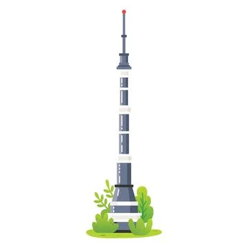 Television tower isolated on white background. Illustration. Modern broadca.. Stock Illustration