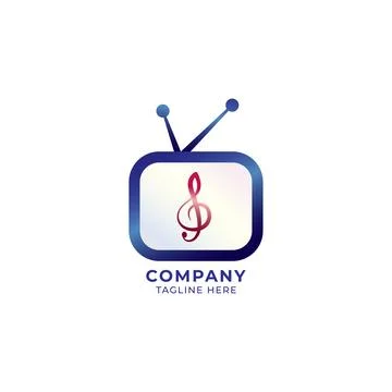 Television with treble clef vector illustration. Glossy Music Tv Channel lo.. 스톡 일러스트