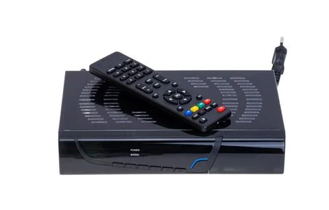 Television tuner with remote control isolated Stock Photos