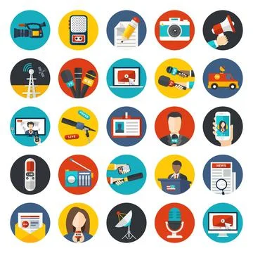 Television vector icon collection in circle Stock Illustration
