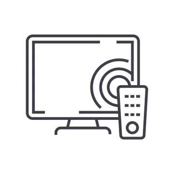 Television vector line icon, sign, illustration on background, editable strok 스톡 일러스트
