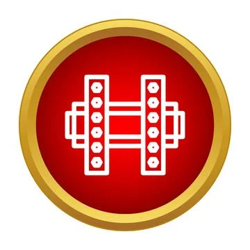 Television wall mount bracket icon on red circle Stock Illustration