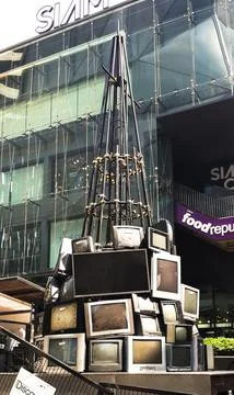 Televisions arranged together for an artistic expression (concept), Bangkok Stock Photos