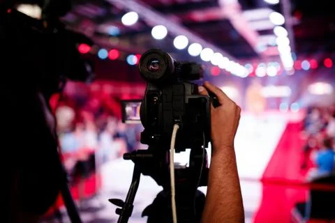 Televison Camera Broadcasting a Show Stock Photos