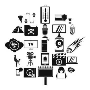 Televisor icons set, simple style Stock Illustration