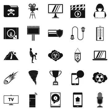 Televisor icons set, simple style Stock Illustration