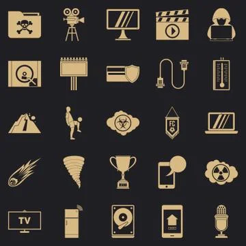 Televisor icons set, simple style Stock Illustration