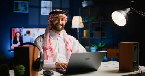Teleworker typing on laptop Stock Photos