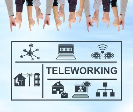 Teleworking concept on a wall Stock Photos