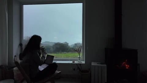 Teleworking Countryside Window Stock Footage 324707077