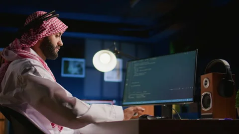 Teleworking employee writing script code Stock Footage 256262861