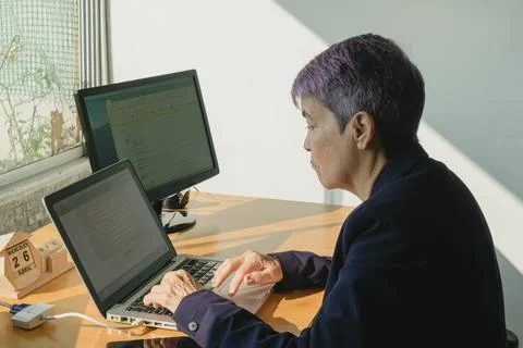Teleworking, telecommuting, work at home Stock Photos