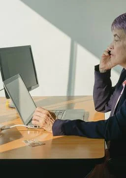 Teleworking, telecommuting, work at home Stock Photos
