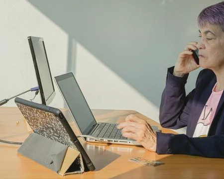 Teleworking, telecommuting, work at home Foto stock