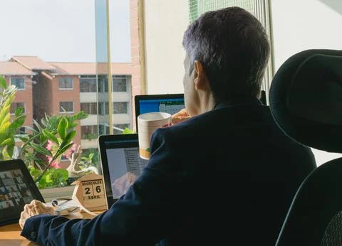 Teleworking, telecommuting, work at home Stock Photos