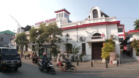 Telkom office at semarang, central java - indonesia Stock Footage 243960212