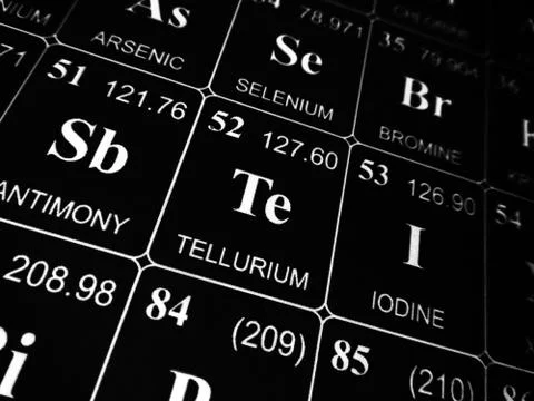 Tellurium on the periodic table of the elements Stock Photos
