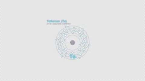 Tellurium Te Bohr Atom Model Labeled Animation Video Overlay Alpha 4K 動画素材 339374048