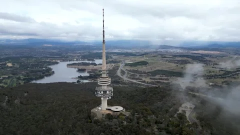 Telstra tower Canberra over cast morning Stock Footage 274925031