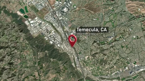 Temecula City Map Zoom (CA, USA) from Space to Earth Video stock 296702719