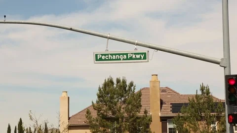 Temecula, United States - 04/08/2019: Pechanga Pkwy street sign Stock Footage