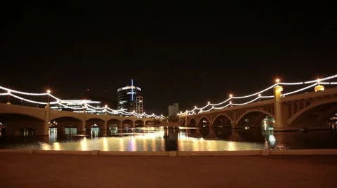 Tempe Mill Ave Bridge Centered Wide Stock Footage 47418164