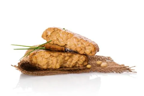 Tempeh isolated on white. Stock Photos
