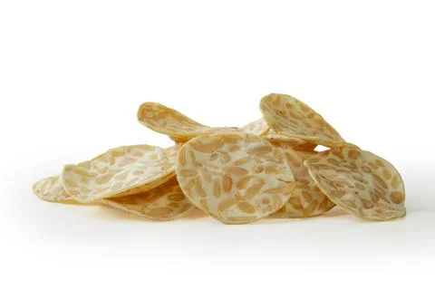 Tempeh or tempe chips isolated on white background Stock Photos