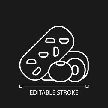 Tempeh white linear icon for dark theme Stock-Illustration