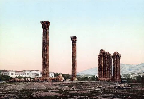 Tempel des Jupiter Olympien, Athen, Griechenland, Historisch, digital verb... Stock Photos