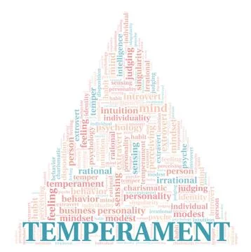 Temperament typography word cloud create with the text only. Stock Illustration