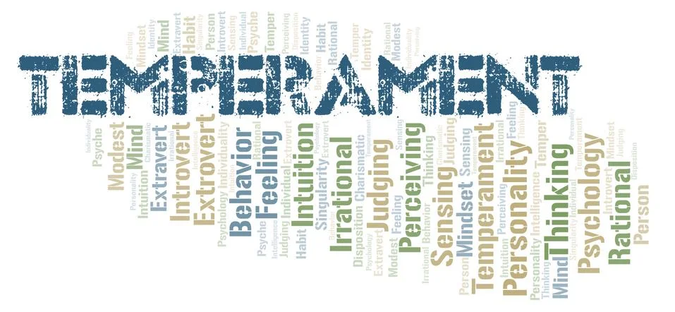 Temperament typography word cloud create with the text only. Stock Illustration
