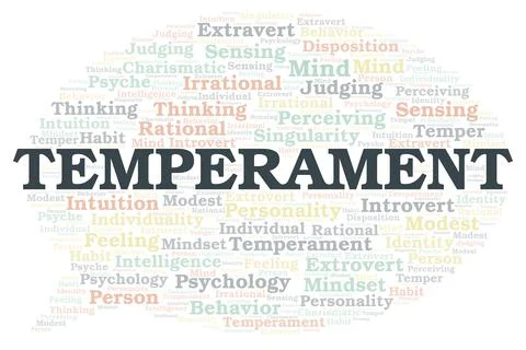 Temperament typography word cloud create with the text only. Stock Illustration