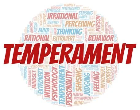 Temperament typography word cloud create with the text only. Stock Illustration