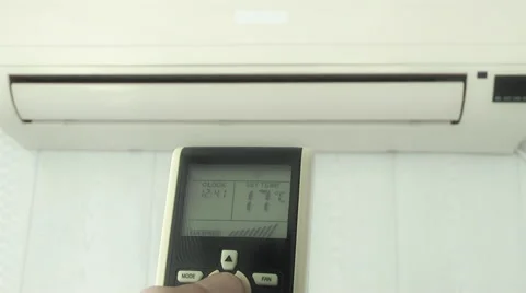 Temperature adjustment means of the air conditioner Stock Footage 47073598